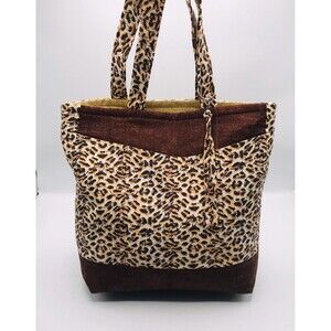 Basic Lizbet Library Market Tot, Leopard Print 12 x 13.5 x 3 Inches With Pockets